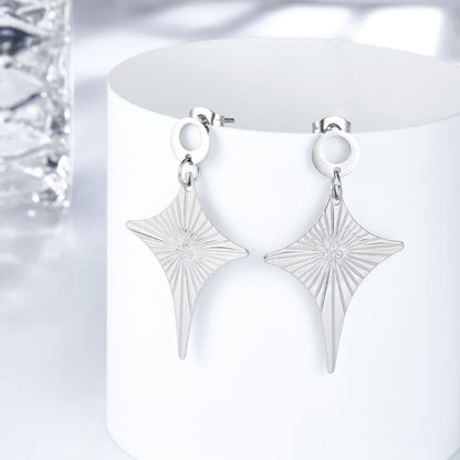Fashion Stainless Steel Diamond-shaped Stud Enamel Girls Kids Jewelry Earrings