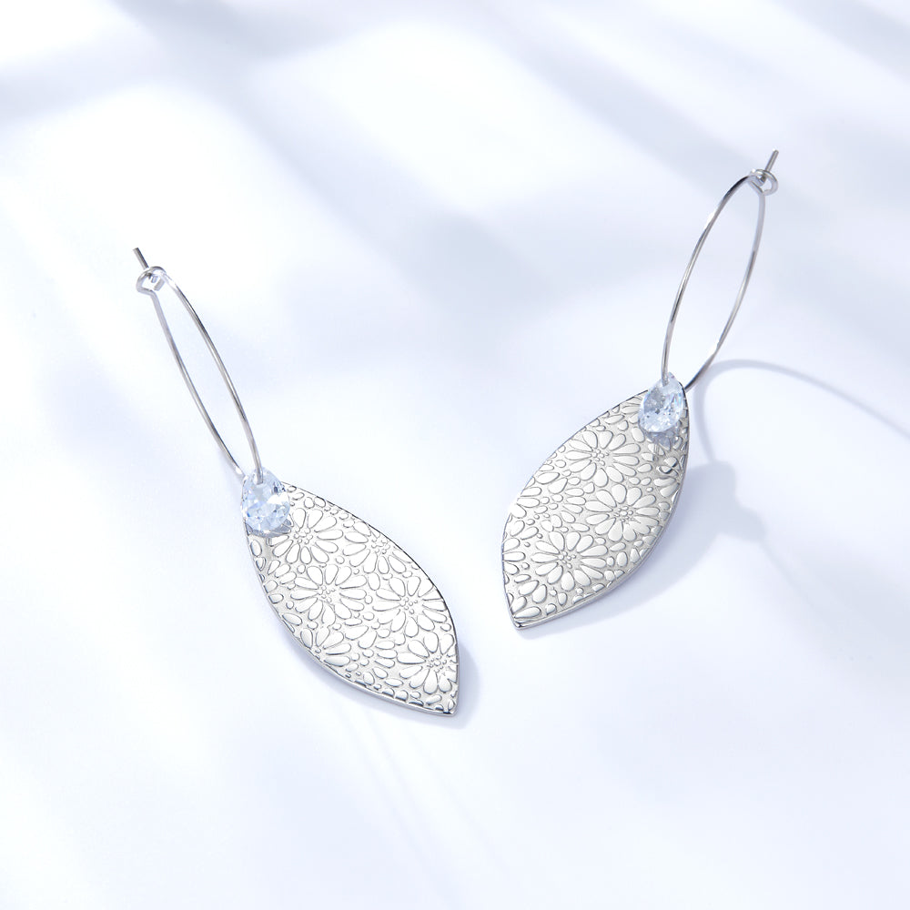 Enamel Girls Jewelry Fashion Leaf Shape With Diamond Earrings