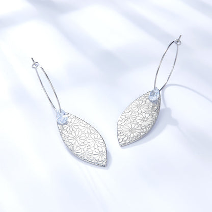 Enamel Girls Jewelry Fashion Leaf Shape With Diamond Earrings