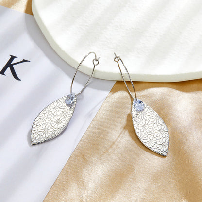 Enamel Girls Jewelry Fashion Leaf Shape With Diamond Earrings