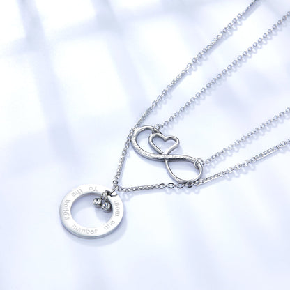 Circle Accessory with Double Steel Ball + Heart Accessory with Chain Double Chain Necklace
