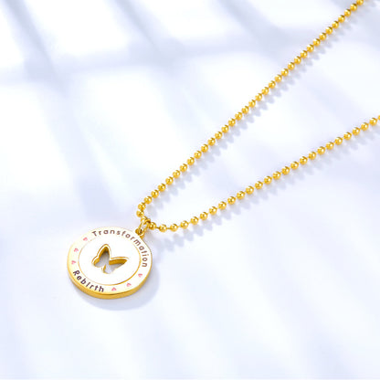 Butterfly-shaped Round Accessory With White Shell Necklace