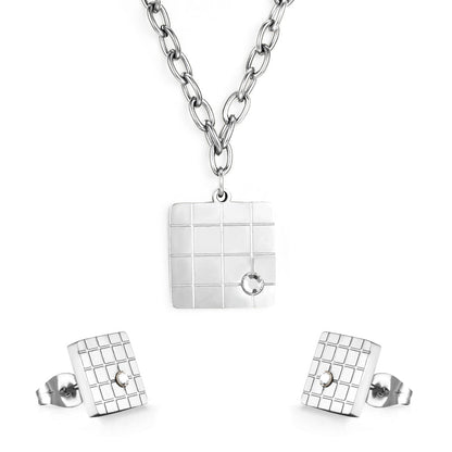Fashion Square Mesh With Diamond Jewelry Set