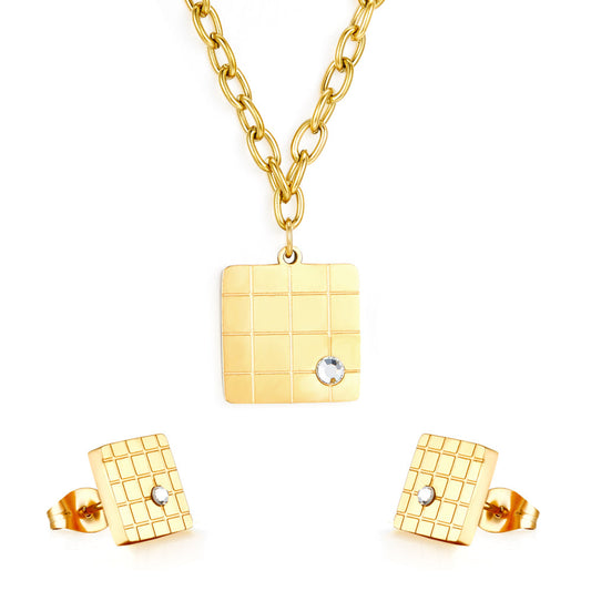 Fashion Square Mesh With Diamond Jewelry Set