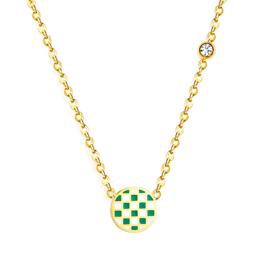 Round Mixed Color Accessories Enamel Girls Kids Jewelry With Diamond Necklace