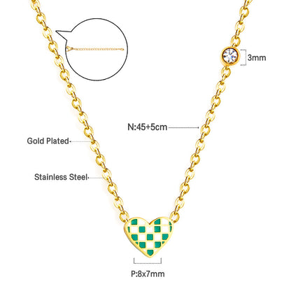 Heart-shaped Mixed Color Accessories Enamel Girls Kids Jewelry With Diamond Necklace