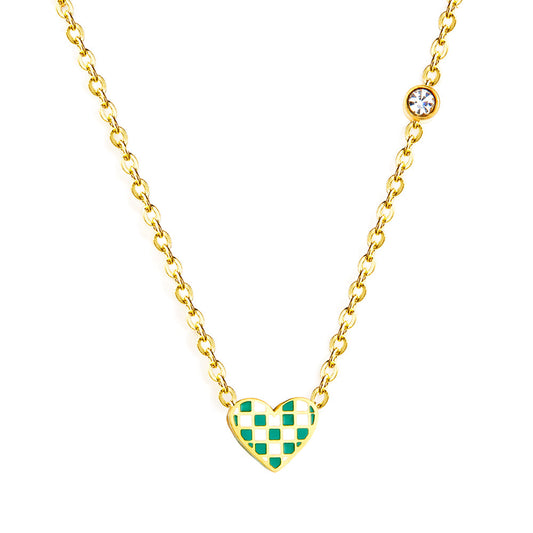 Heart-shaped Mixed Color Accessories Enamel Girls Kids Jewelry With Diamond Necklace