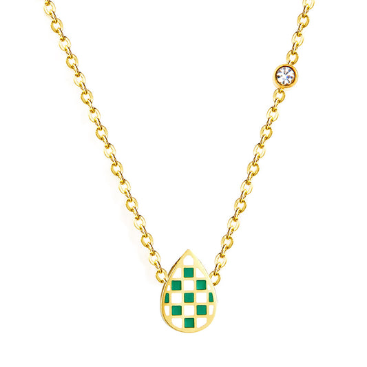 Water Drop Shape Mixed Color Accessories With Diamond Necklace
