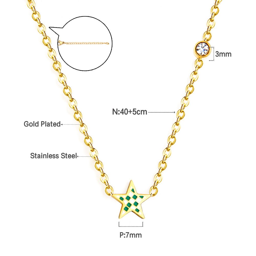 Star Mixed Color Accessories Enamel Girls With Diamond Enamel Girls Kids Jewelry Necklace