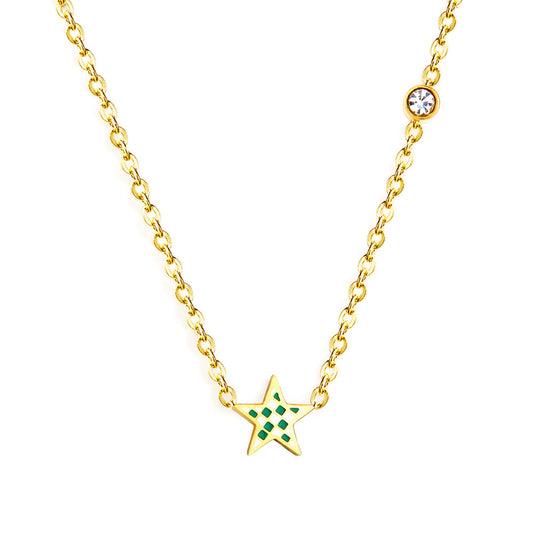 Star Mixed Color Accessories Enamel Girls With Diamond Enamel Girls Kids Jewelry Necklace