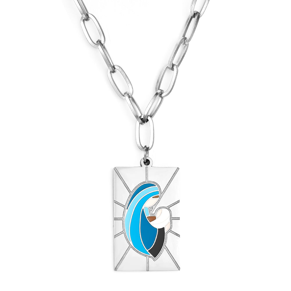 Rectangular Accessory With Mixed Color Mother and Baby Enamel Girls Kids Necklace