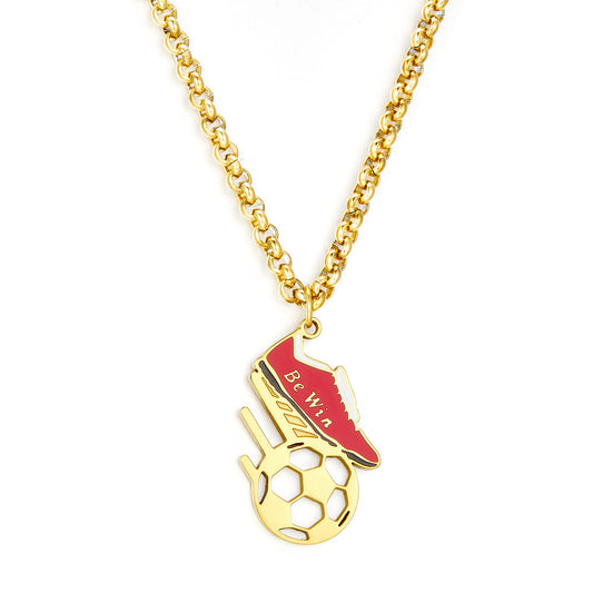 Fashion Enamel Girls Kids Jewelry Red Sneakers + Football Accessories Necklace