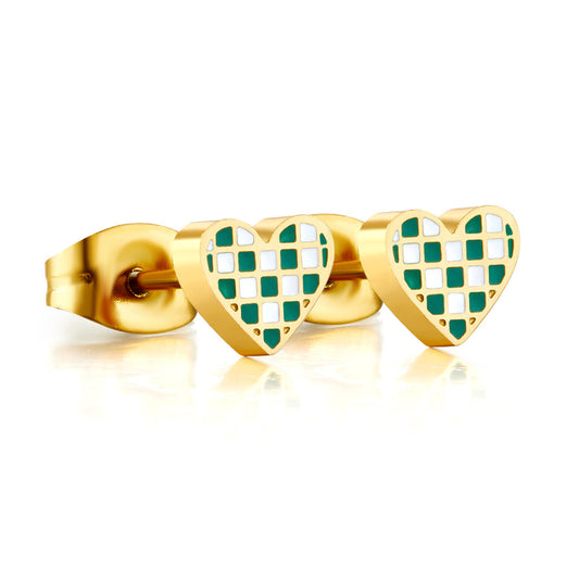 Heart Shape Mixed Color Cut Stud Enamel Girls Kids Jewelry Earrings