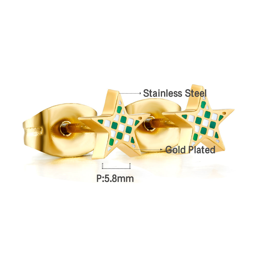 Star Shape Mixed Color Cut Stud Enamel Girls Kids Jewelry Earrings
