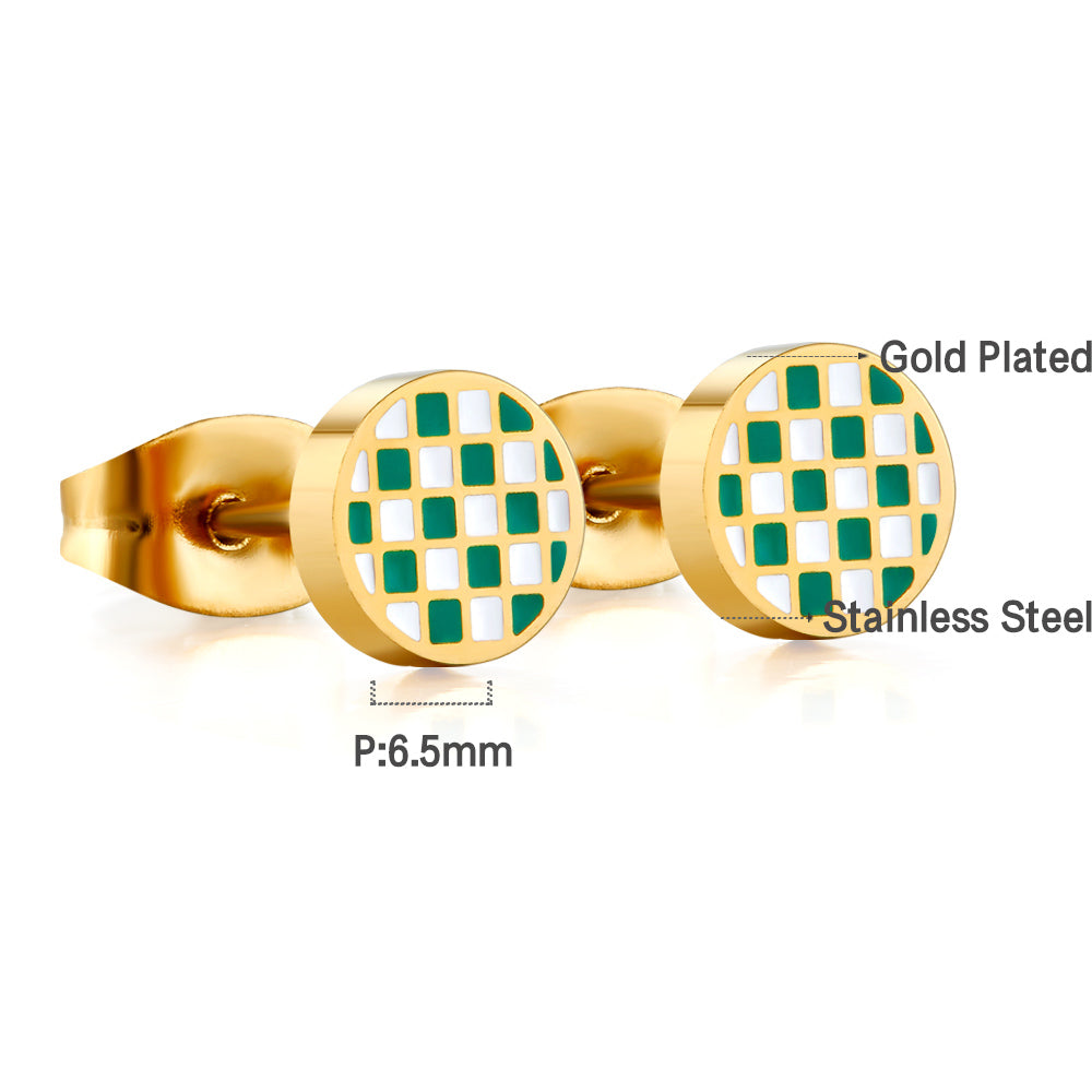 Enamel Girls Kids Jewelry Round Mixed Color Cut Stud Earrings