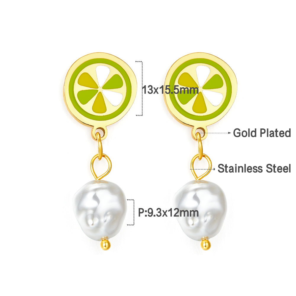 Lemon Mixed Color With White Exotic Pearls Earrings