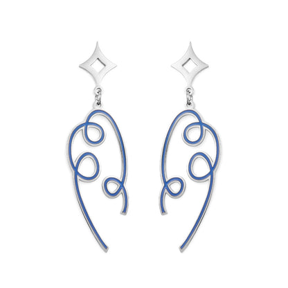 Fashion Colored Ribbon Black Drop Oil Earrings