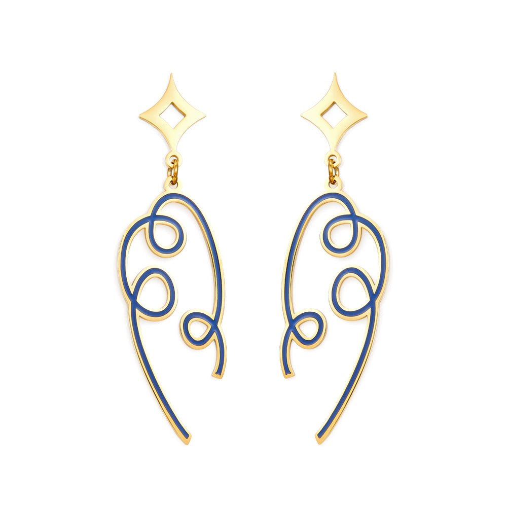 Fashion Colored Ribbon Black Drop Oil Earrings