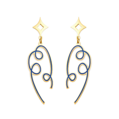 Fashion Colored Ribbon Black Drop Oil Earrings