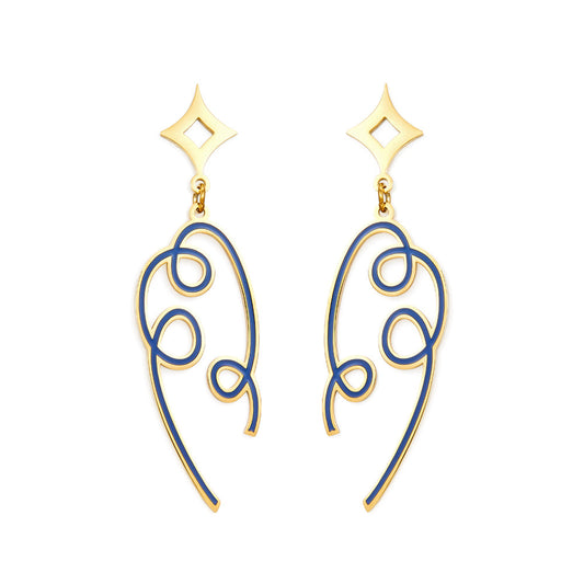 Fashion Colored Ribbon Black Drop Oil Earrings