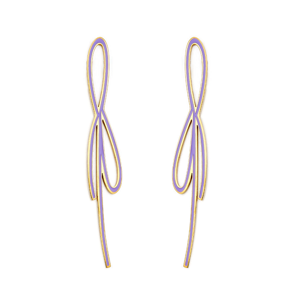 Fashion Odd-Shaped Bow Purple Earrings