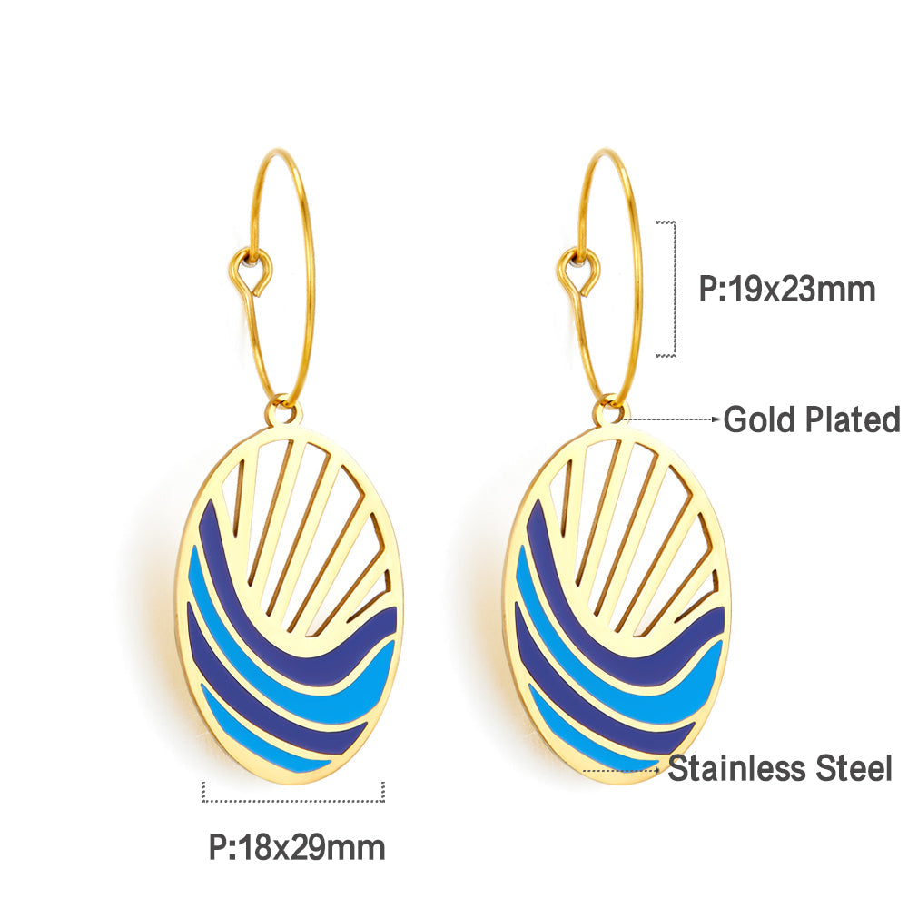 Enamel Girls Kids Jewelry Fashion Circle with Oval Seawater Mixed Color Earrings