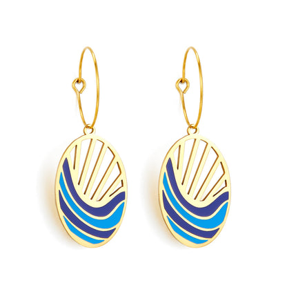 Enamel Girls Kids Jewelry Fashion Circle with Oval Seawater Mixed Color Earrings