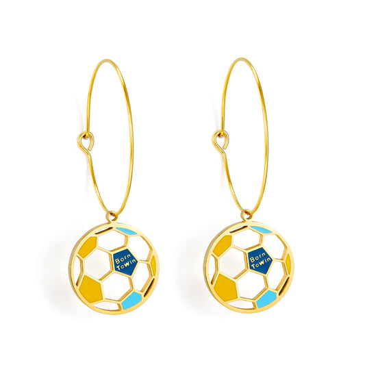 Circle with Football Hollow Mixed Color Enamel Girls Kids Jewelry Earrings