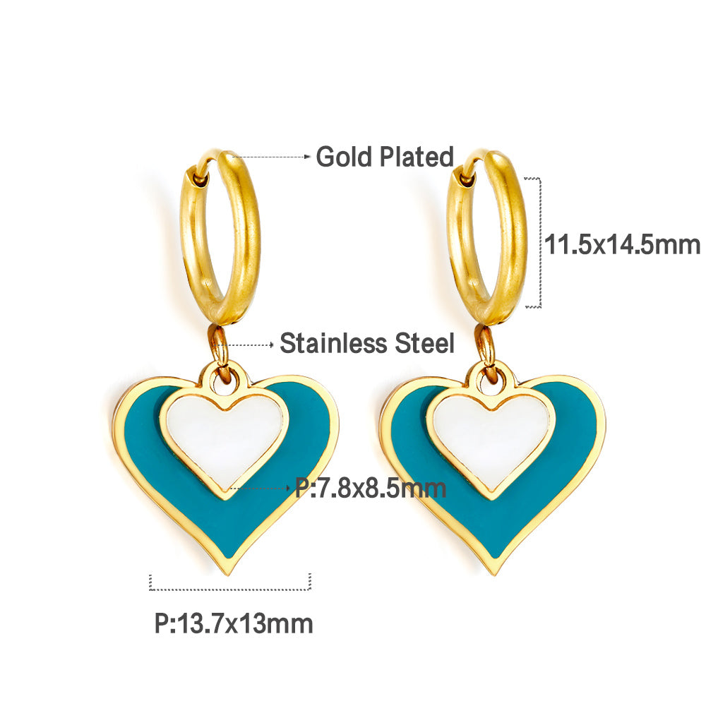 Circle Enamel Girls Kids Jewelry with Size Heart-shaped Mixed Color Earrings