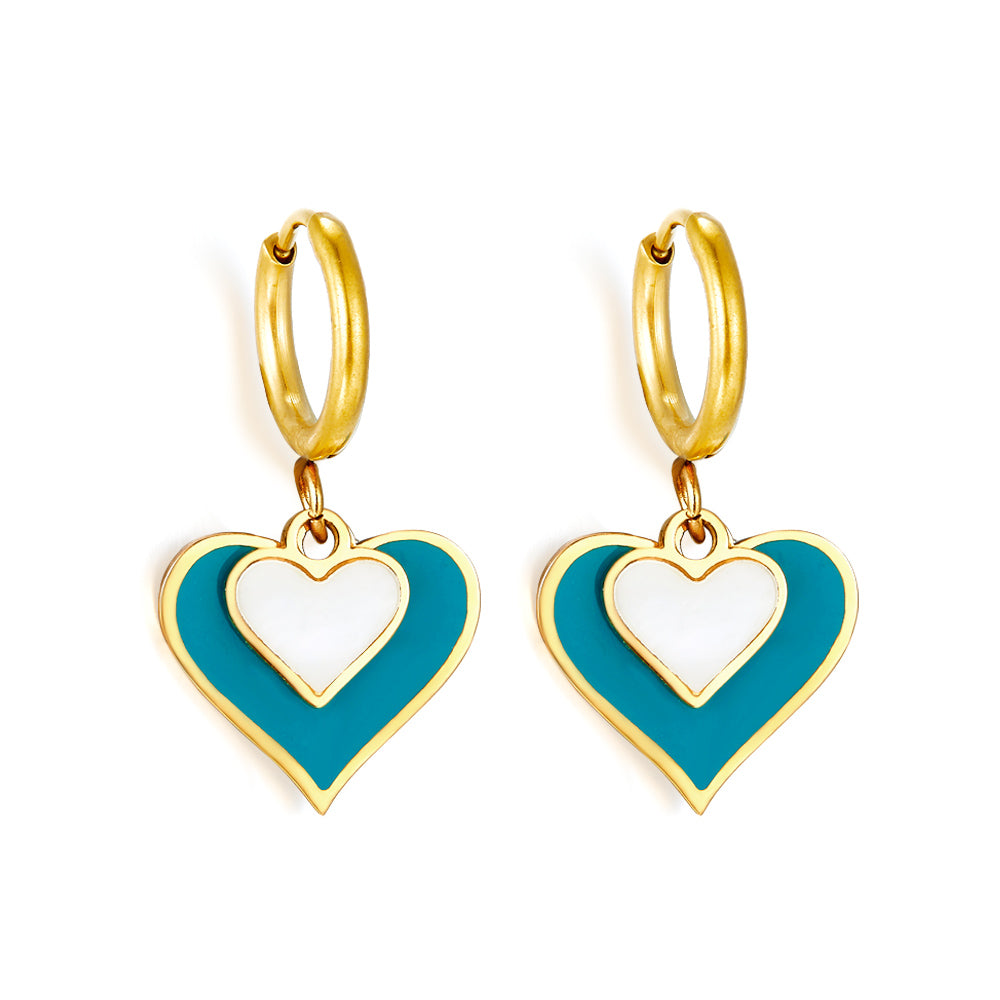 Circle Enamel Girls Kids Jewelry with Size Heart-shaped Mixed Color Earrings
