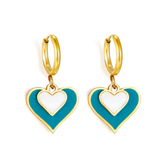 Circle Enamel Girls Kids Jewelry with Size Heart-shaped Mixed Color Earrings