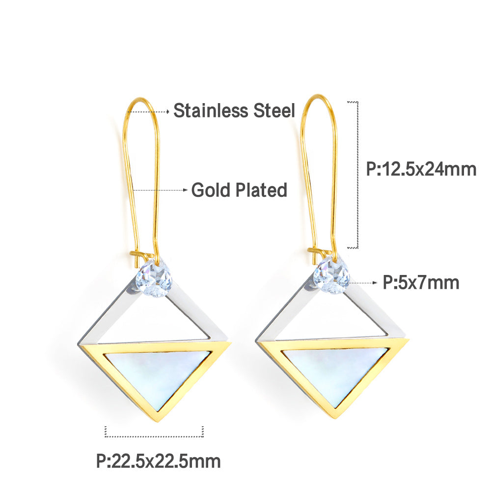 Oval Circle With Square Hollow With Diamond Gradient Earrings