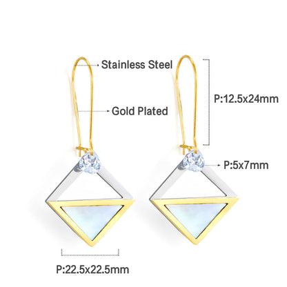 Oval Circle With Square Hollow With Diamond Gradient Earrings