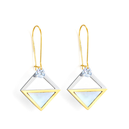 Oval Circle With Square Hollow With Diamond Gradient Earrings