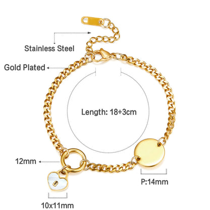 Heart-shaped Lock White Shell + Round Accessories Bracelet