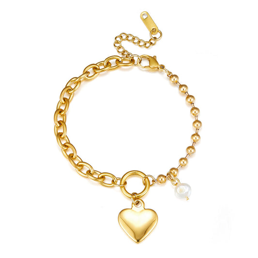 Heart-shaped Accessories with Special-shaped White Pearl Bracelet