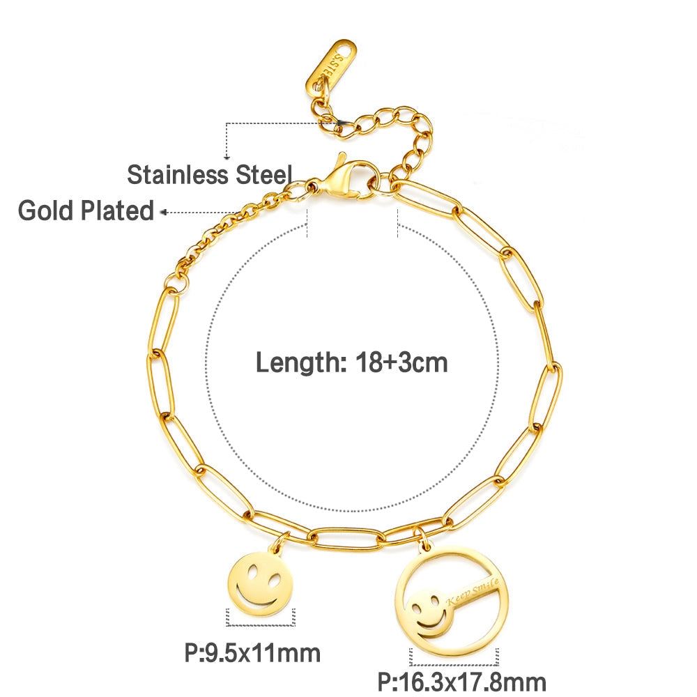 Smiley+Circle Hollow With Smiley Accessory Bracelet