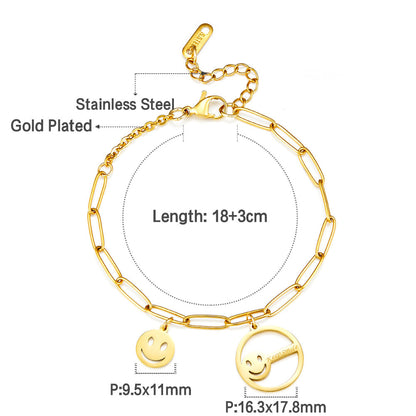 Smiley+Circle Hollow With Smiley Accessory Bracelet