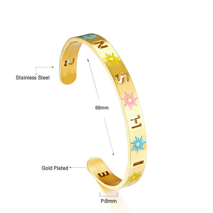 Fashion Stainless Steel Mixed Color Sun Hard Bracelet