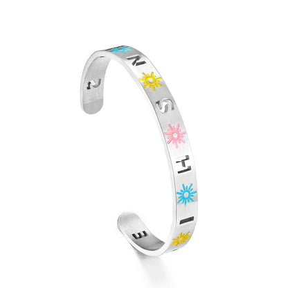 Fashion Stainless Steel Mixed Color Sun Hard Bracelet