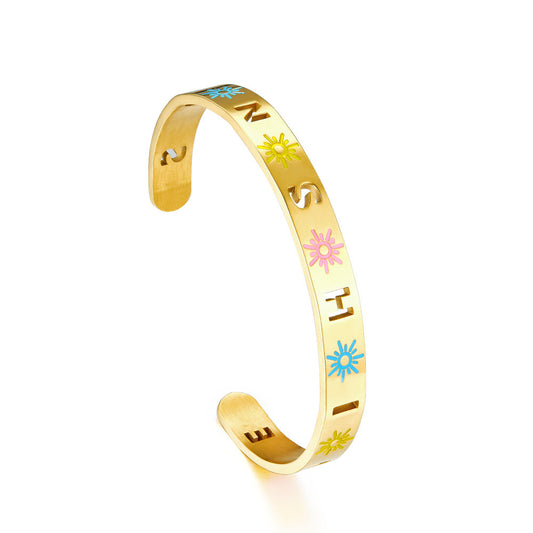 Fashion Stainless Steel Mixed Color Sun Hard Bracelet
