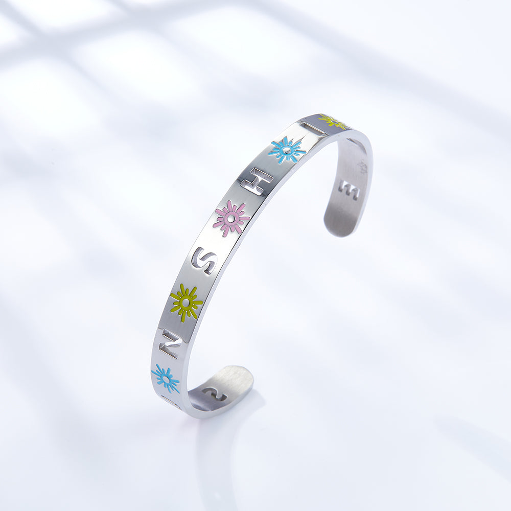 Fashion Stainless Steel Mixed Color Sun Hard Bracelet