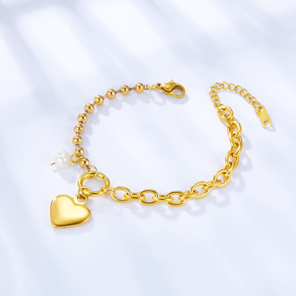 Heart-shaped Accessories with Special-shaped White Pearl Bracelet