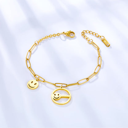 Smiley+Circle Hollow With Smiley Accessory Bracelet