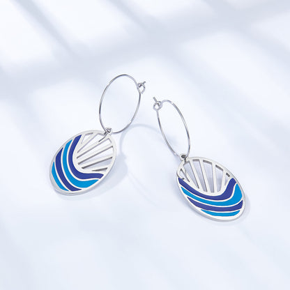 Enamel Girls Kids Jewelry Fashion Circle with Oval Seawater Mixed Color Earrings