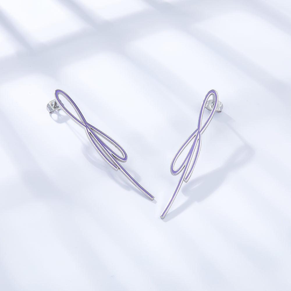 Fashion Odd-Shaped Bow Purple Earrings