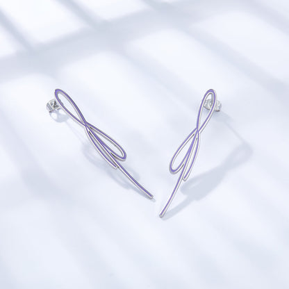 Fashion Odd-Shaped Bow Purple Earrings