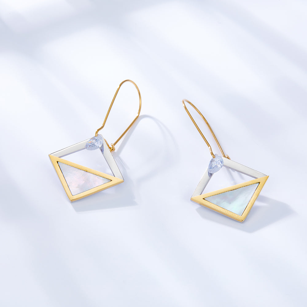 Oval Circle With Square Hollow With Diamond Gradient Earrings