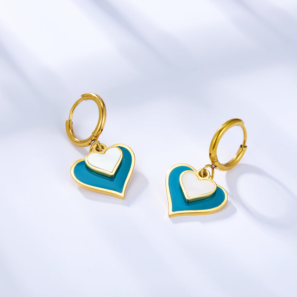 Circle Enamel Girls Kids Jewelry with Size Heart-shaped Mixed Color Earrings