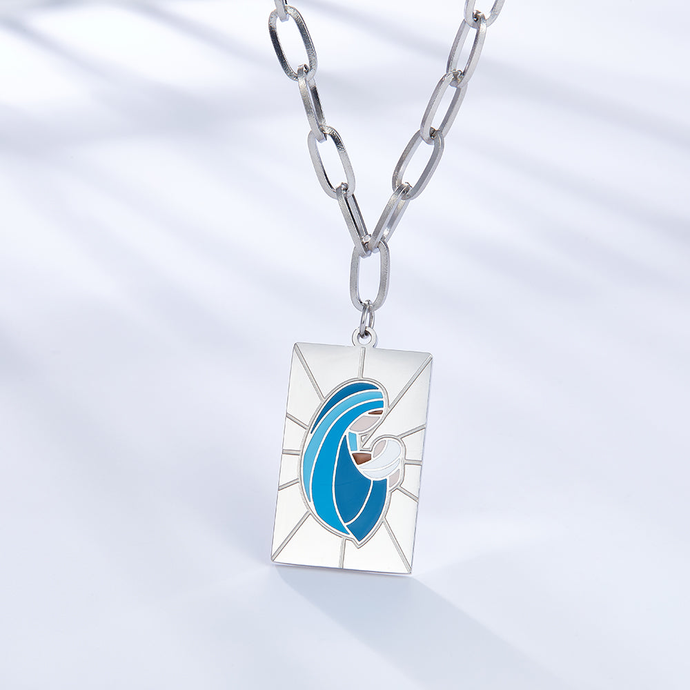 Rectangular Accessory With Mixed Color Mother and Baby Enamel Girls Kids Necklace